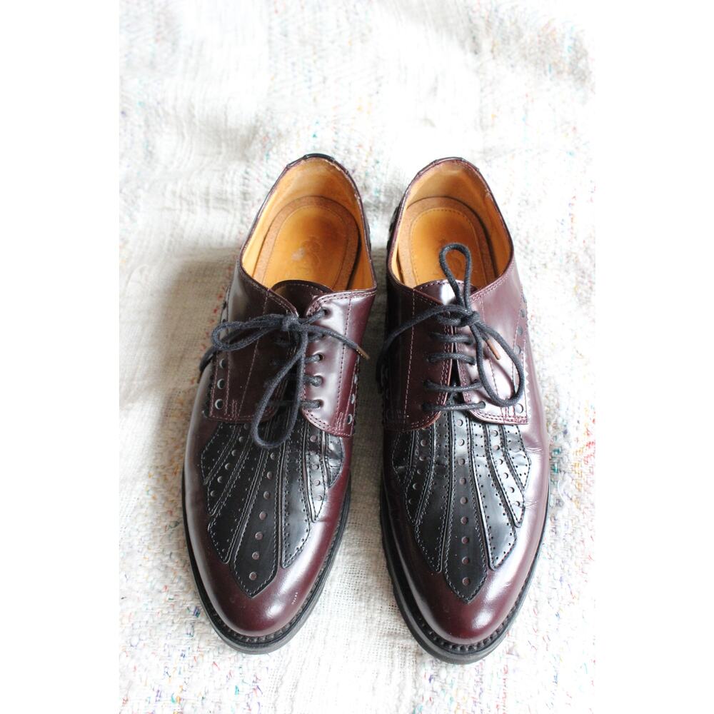 The Office of Angela Scott Burgundy Black Patent Leather Oxford Shoes Size 37